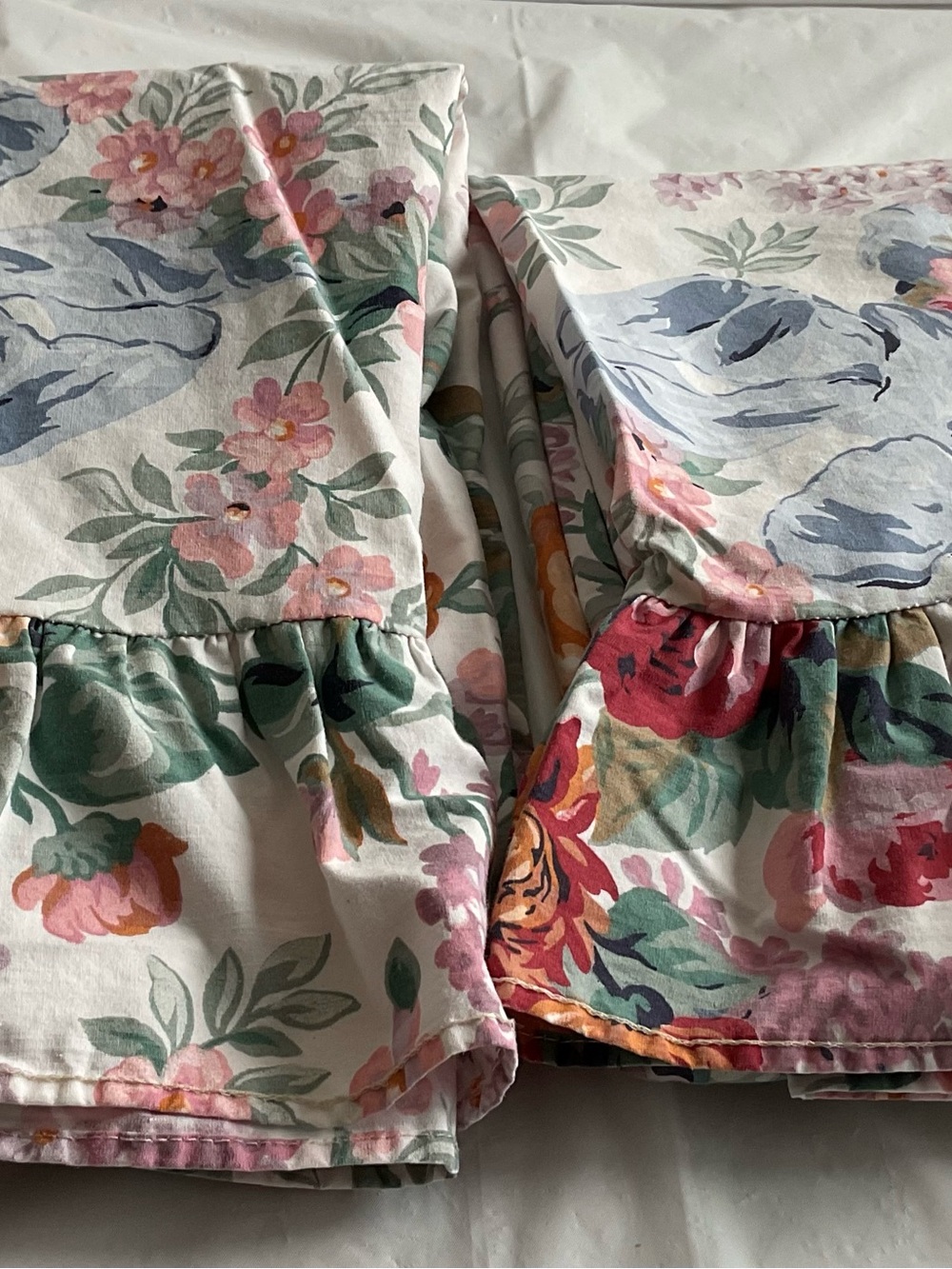 Ralph Lauren Floral Ruffled KING Pillowcases Set of 2 -Vintage